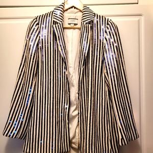J. CREW Collection drapey blazer in sequin stripe